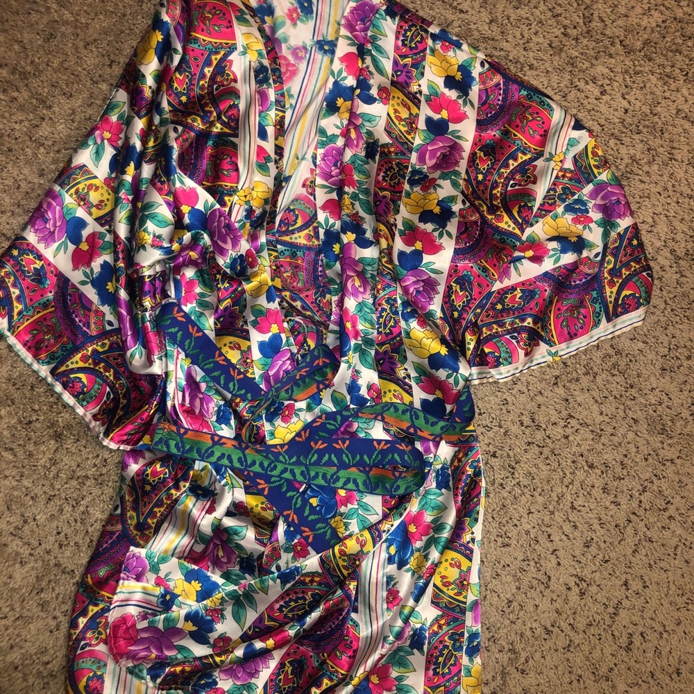Multicolor silk robe